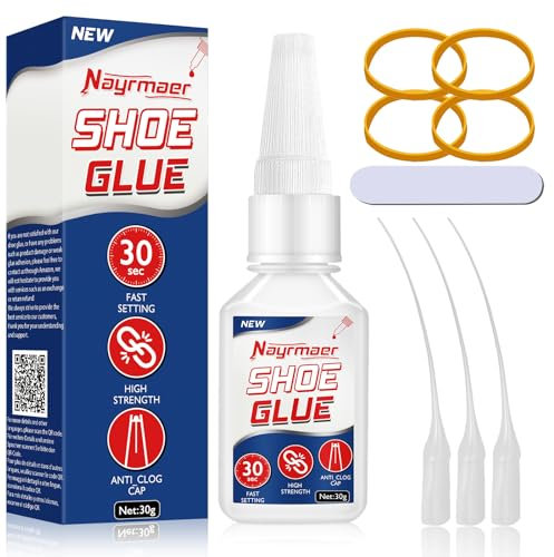 Nayrmaer Shoe Glue, 30g Waterproof Superglue Sole Repair, Instant Adhesive for Sneakers, Boots, Sandals, High Heels, Leathers, Handbags and More