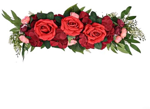 Jotekonoby Fiori ad arco nuziali, festoni decorativi, festoni artificiali, per porta, festa di nozze, decorazione per la casa (rosso)