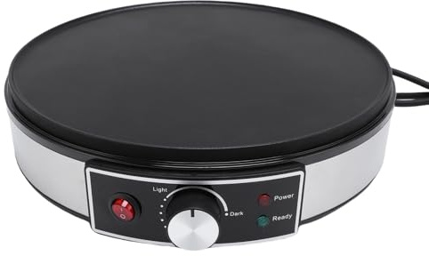 Elektrisk crêpe-maskin, 11,8 tums elektrisk stekpanna och crêpe-maskin, nonstick-crêpe-panna med spatel, LED-indikatorlampor och justerbar temperaturkontroll (EU)
