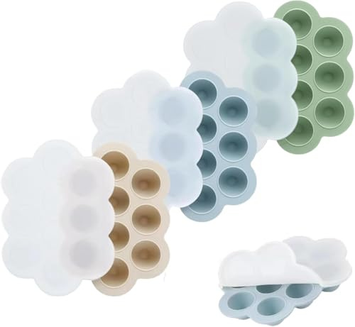 PandaEar Confezione da 3 contenitori per alimenti per bambini, in silicone, con coperchio (blu/verde/carne)