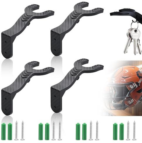 4 soportes para casco de pared, soporte para casco de moto, con gancho, negro, montaje en pared, soporte para casco, para chaquetas, gorros, mochilas y bufandas
