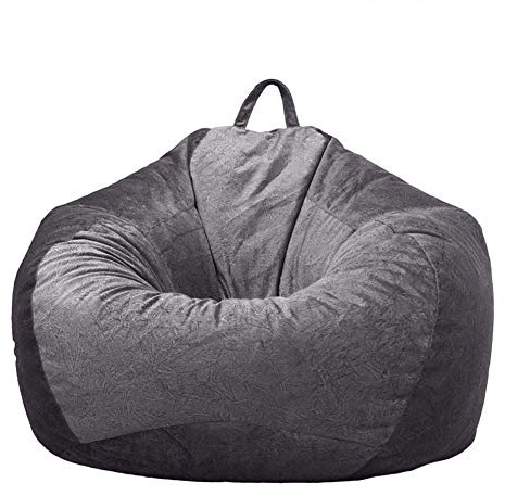 Housse de pouf noir de qualité supérieure – Coussin de siège d'extérieur doux sans rembourrage – Grand coussin de sol avec sac de rangement – Idéal pour la maison et le jardin