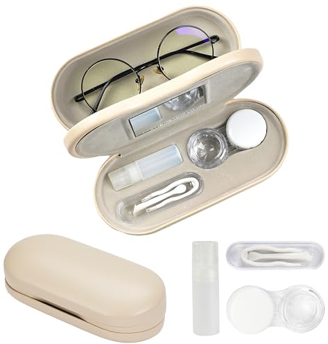 Lasiyanor 2 in 1 Eyeglass Case Portable Double Sided Contact Lens Box