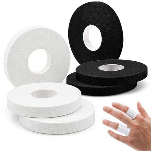 6 Rolls Finger Tape – 0.8cm x 13.7m Sports Tape for Climbing, BJJ, Football, Judo, Volleyball, Weightlifting – Thumb Support – Breathable Zinc Oxide Tape – Reliable Adhesion
