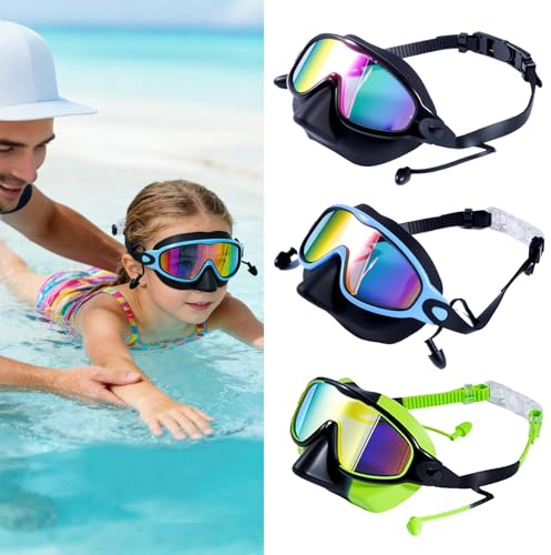Barns Simglasögon Anti-UV vidvinkel simmask med nässkydd och öronproppar