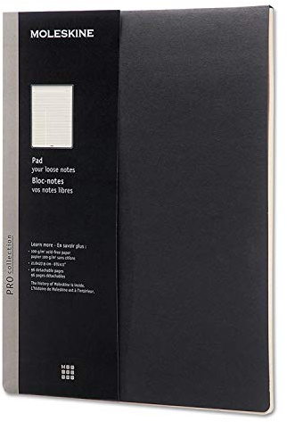 Moleskine Professional Pad, Medium/college Rule, Black Cover, 96 Ivory 8.5 X 11 Sheets