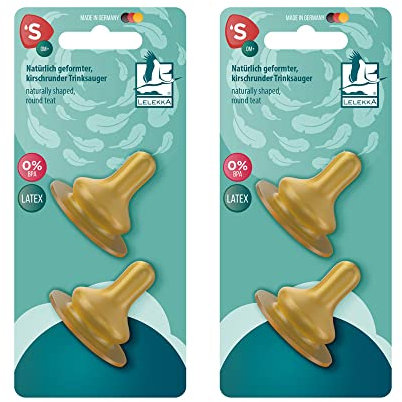 Lelekka® Latex Rund Sauger Gr. S feinste Sauglochgröße 4er Pack, speziell für neugeborene Stillkinder, ab 1. Tag