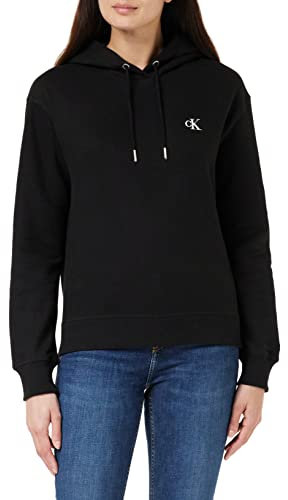 Calvin Klein Damen Sweatshirt Ck Embroidery mit Kapuze, Schwarz (Ck Black), M