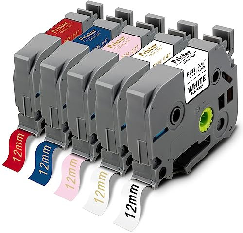 5X Pristar Kompatible Textil-Schriftband für Brother TZe-R231 TZe-R234 TZe-RE34 TZe-RN34 TZe-RW34 Tz Satinbandbänder für Brother PT-H107B P300BT PT-H105 PT-H101 PT-D210 H100 PT-E110 E100