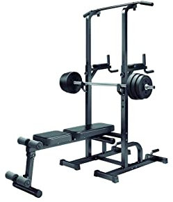 AMAYA SPORT Weight Bench Chin Up Rack, Power Cage para Ejercicios de Press Banca, Levantamiento de Pesas o Sentadillas, Jaula de Musculación de Acero Compacta, Robusta y Segura