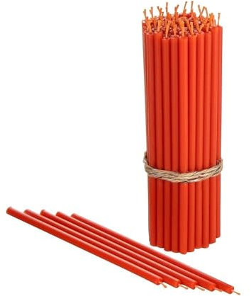 Danilovo Velas de cera de abejas, 50 unidades, color naranja, 6.4 pulgadas de alto x 0.22 pulgadas de diámetro…
