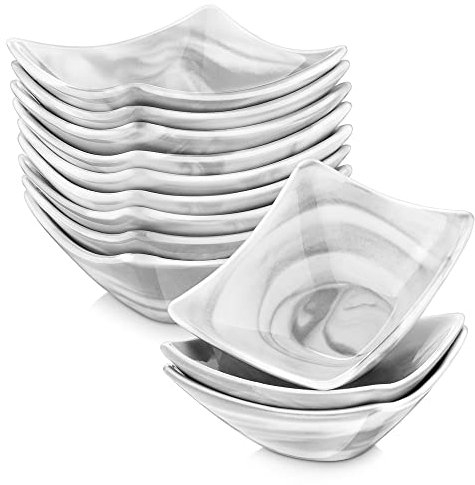 MALACASA, Serie Ramekin.Dish, 12-teilig Set Marmor porzellan 3/7,5cm/60ml SUPER Mini Dessertschale Dessertschälchen Snackschale Dessert, Snack, Chips, Nuss, Schälchen Muffin, Kuchenform