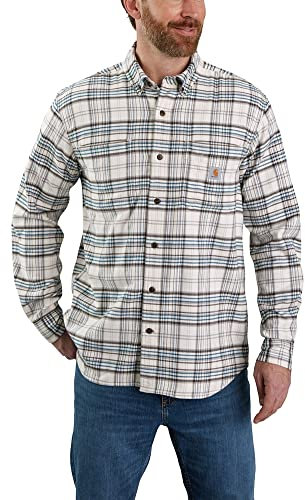 Carhartt Herren Workwear Relaxed Fit Midweight Flannel L/S Plaid Shirt, Malt, XL