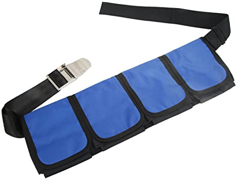 Tauchtaschen-Bleigürtel, Oxford-Stoff-Bleigürtel mit 4 Taschen, Tauchergürtel Zum Schnorcheln, Freitauchen(Blau) Tauchen