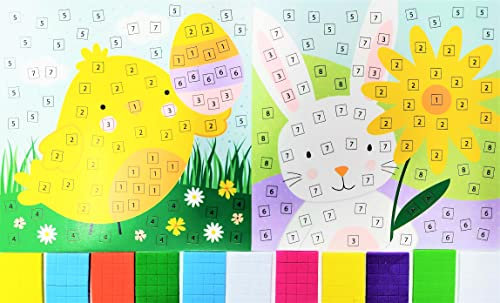YLAB Easter Mosaic Art Kit – Pack of 2 – Easter Bunny & Chick Craft Set for Kids – DIY Sticker Activity with Foam Dots – Fun & Easy Easter Holiday Craft – Mess-Free, No Glue Needed