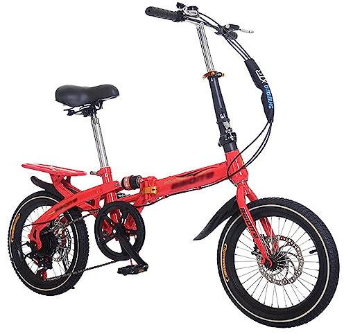 WOLWES Bicicletta pieghevole, bici pieghevole a 6 velocità Bicicletta da campeggio leggera in acciaio al carbonio leggera Altezza regolabile per adolescenti, adulti C,14in