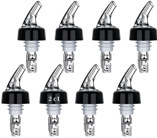 Yeelan 8 Stück 2 cl Flaschenausgießer Auto-Pour Ausgießer Dosierausgießer Bar Portionierer Spirituosen dosierhilfe Bottle Pour Spouts Shot Pourers Dispenser for Home Bar Wein Cocktailspender