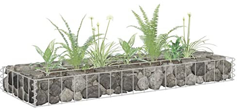 Chaduof Gabionen-Hochbeet, Palettenrahmen, Hochteich, Gemüsebeet, Kräuterregal Balkon, Blumenbeet, Kräuterspirale, Tomatenbeet, Pflanzhochbeet, Verzinkter Stahl 90x30x10 cm