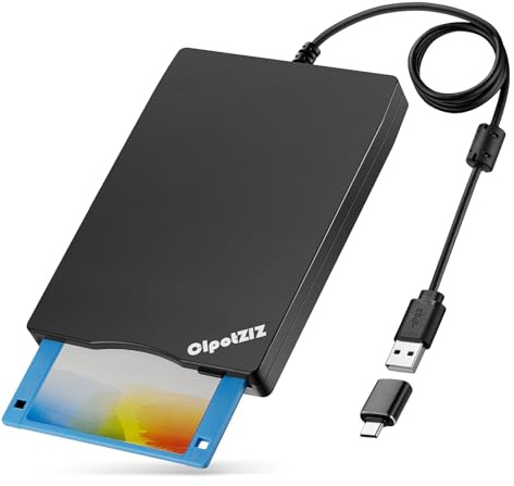 CIpotZIZ Lettore floppy disk esterno da 3,5 pollici, USB tipo A e C (3,5, texture satinata)