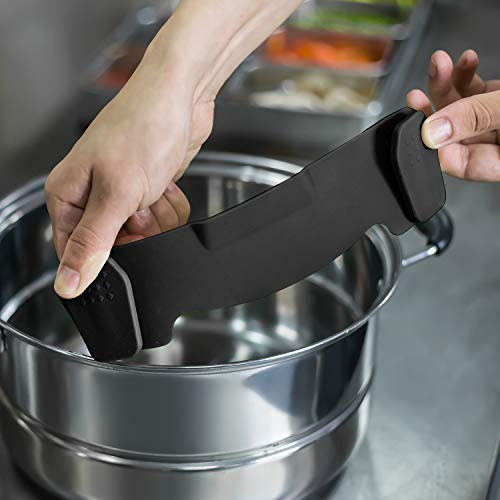 AUOON Pot Strainer Clip on Silicone, Large 10.45 x 4.33 in, Black