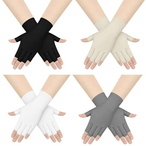 CharmBurst 4 Paia di Guanti con Protezione UV per Donne, Design a Mezze Dita, Protezione Solare per Unghie, Guanti Senza Dita per attività all'aperto e estive