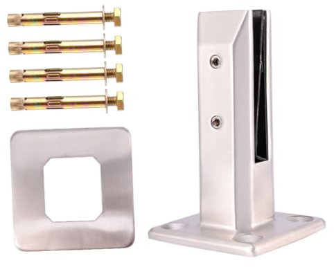 BAZEITFLOW Supporto Per Vetrate Acciaio Inossidabile Fissaggio Senza Foratura Strumento Di Montaggio Durevole Con Coperchio e Viti Per Uso Quotidiano Argento Luminoso