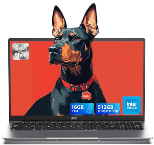 AOC 2025 TX15 FHD Laptop 15.6-inch 13th N150 Quad-Core Processor (Up to 3.6GHz | Outperforms N97/N95), 16GB RAM+512GB M.2 SSD, Dual-Band Wi-Fi,BT 5.0,USB 3.2, Metal Chassis, 5000mAh for Home/Business