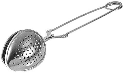 Nikou Infusore per tè sfuso in acciaio inox, filtro per foglie con pinza per gocce d'acqua, per tè alle erbe e spezie, 12 cm, facile da usare, lavabile in lavastoviglie
