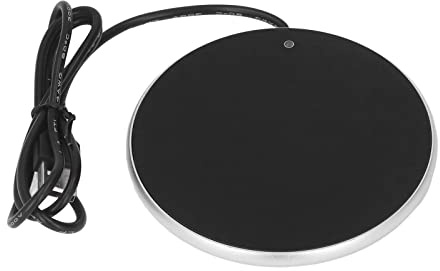 Calentador de Tazas de café, Placa de calefacción de Bebidas Vela Cera de Cera Calentador 55 ° C Temperatura Constante Accesorios de café USB para Escritorio de Oficina en casa (Sliver)