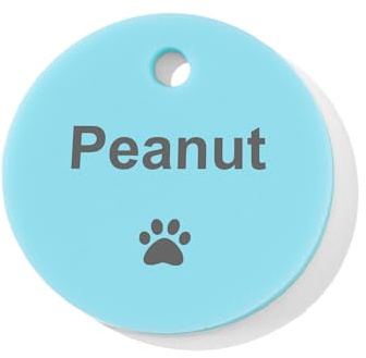 Placa redonda silenciosa personalizada para perros/gatos en silicona - Anhänger de ID impreso en ambas caras ajustable con diseño opcional | Placas de nombre silenciosas (impresión negra)