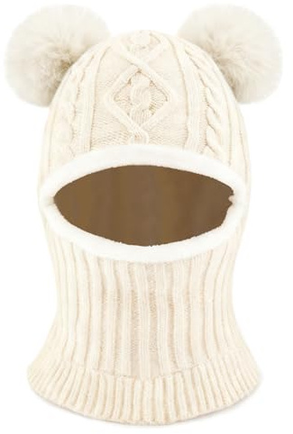 AYPOW Cappello Passamontagna Invernale Caldo per Bambini da 1 a 6 Anni, Set Cappello Sciarpa Maglia Termica Antivento Multifunzione per Bambine Bambini Neonati, Cappuccio Berretti con Fodera in Pile
