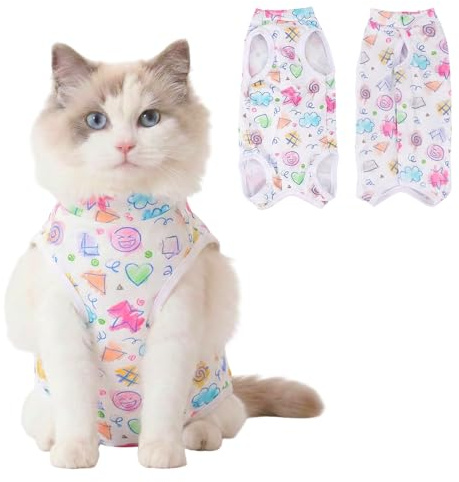 Cat Recovery Suit Cat Onesie for Cats After Surgery, Breathable Cats Surgery Recovery Suit for Female Spay & Abdominal Wounds, Kitten Surgical Onesie Body Suit Anti Licking Cone Alternative
