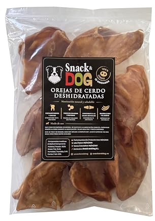 Snack and Dog - Orecchie di maiale disidratate, 100% naturali, senza additivi, snack per cani di tutte le razze, ricco di collagene e proteine