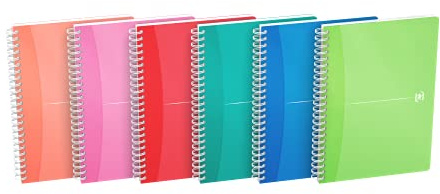 OXFORD Lot de 5 Cahiers spiralé My Color A5,180P non perforées lignée 7mm- assorties