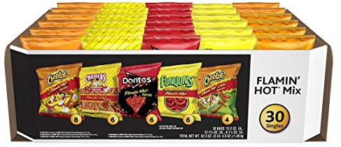 Frito Lay Flamin Hot Mix 30 Bolsas - Incluye Flamin Hot Cheetos, Papas Chester, Munchies, Funyuns, Cheetos crujiente Limón