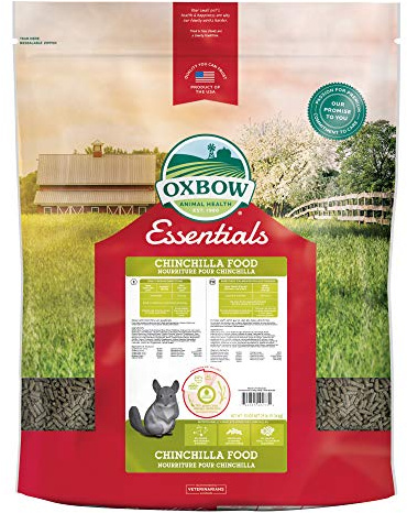 Oxbow Essentials Chinchilla Food, Made Alfalfa, Vitamin & Mineral Rich Food for Chinchillas, Small Animal Pet Pellets, Made in USA, High Fiber, 25 lb Bulk Bag