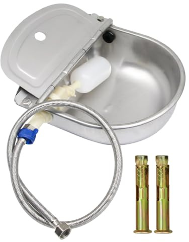Automatic Water Feeder Trough Bowl with Pipe for Cattle Horse Goat Sheep Dog Animals Stainless Pet Livestock Tool