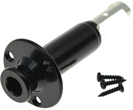 KAISH 6.35mm Acoustic Electric Guitar Bass Mono Endpin Output Jack Strap Button Jack Socket Black