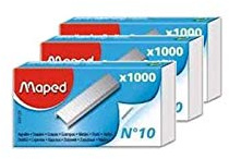 MAPED Lot de 3 Boites de 1000 agrafes No10, zingués