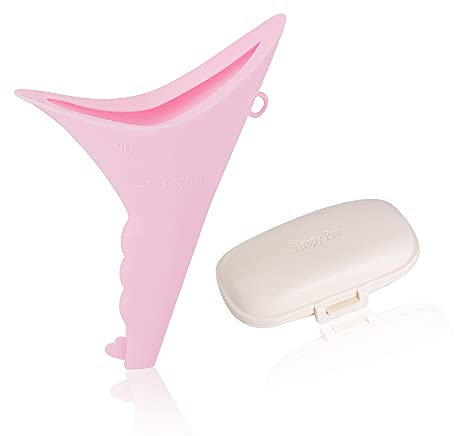 ZoneYan Tragbares Urinella für Frauen, Urinella Silikon, Notfall Urinflasche für Frauen, Weibliches Urinal für Unterwegs, Campingtoilette, Rosa, mit Mini Aufbewahrungsbox