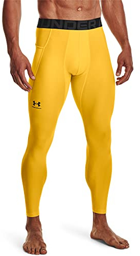 Under Armour Men's Standard HeatGear Leggings, (790) Taxi / / Black, Medium