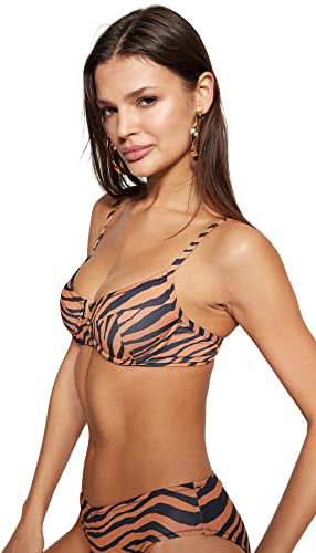 Trendyol Top de Bikini con Estampado de Cebra, Multicolor, Talla 36