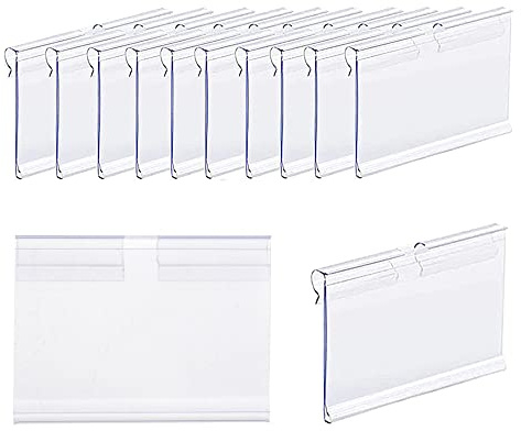 Prislapphållare, 50 st genomskinliga plastetiketthållare, prisvisningshållare, transparent PVC minibutik prishållare för stormarknad butik kontor hem detaljhandel (80 x 42 mm)