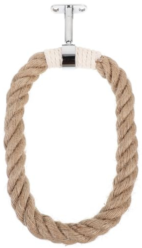 Veemoon Porte-Serviettes Mural en Bois Style Bohème avec Anneau en Corde Suspendu pour Salle De Bain Cuisine Support Serviette Compact Et Décoratif 6.30X6.30X0.39In