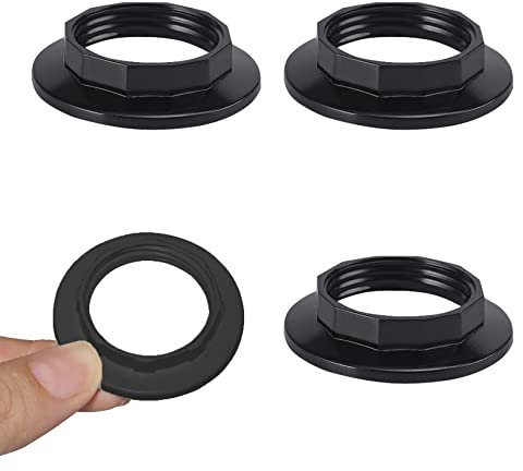 4pcs Lamp Shade Reducer Ring E14 Converter,Lampshade Ring Converter,E14 Lamp Shade Adaptor Rings Light Shade Reducer Ring,Light Fitting Lampshade Washer Adaptor Converter for Light Fixture(Black)