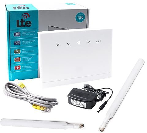 4G LTE Wireless WLAN Router Cat 4, SIM 4G Cellular Router, cobertura para hasta 250 m², antena extraíble y tarjeta 4G para conversión de banda ancha con cable