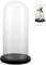 SHUESS Glasglocke mit Schwarzem Holzboden, 26cm Hoch Glaskuppel Deko, Glas Glocke Glaskuppel Transparent Glasglocke für Lichter, Deko, Wohnaccessoire