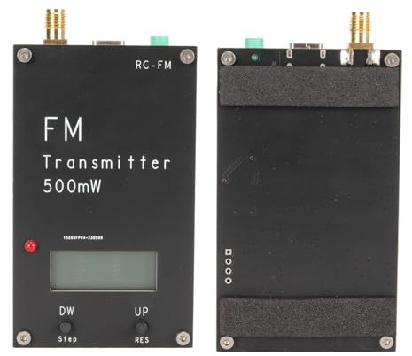 Transmisor FM, Transmisor Estéreo de 1 MHz de Paso 500 MW con LCD, Rango de 2000 M, Frecuencia Ajustable, Fuente de Alimentación USB Tipo C para Radio FM