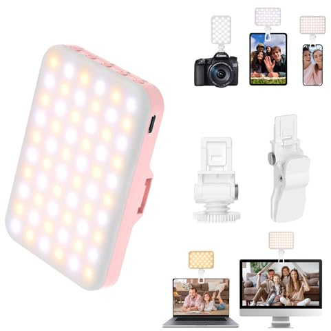 BANSINE LED Phone Light - USB-Rechargeable Portable Photo Light with 97+ CRI, Up to 6500K Color Temperature for Selfie, Zoom Conference, Video, Makeup and Live Stream