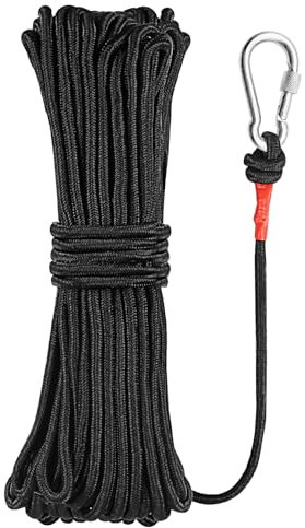 Dawumin 20m Seil mit Karabiner, Kletterseil Outdoor, Reepschnur Seile mit Enterhaken, Hoher Sicherungsseil für Bergsteigen, Fischen, Camping, Schaukel (6mm)